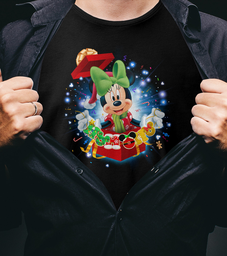 Minnie Holiday Gift Box Celebration Disney Magic T-Shirt