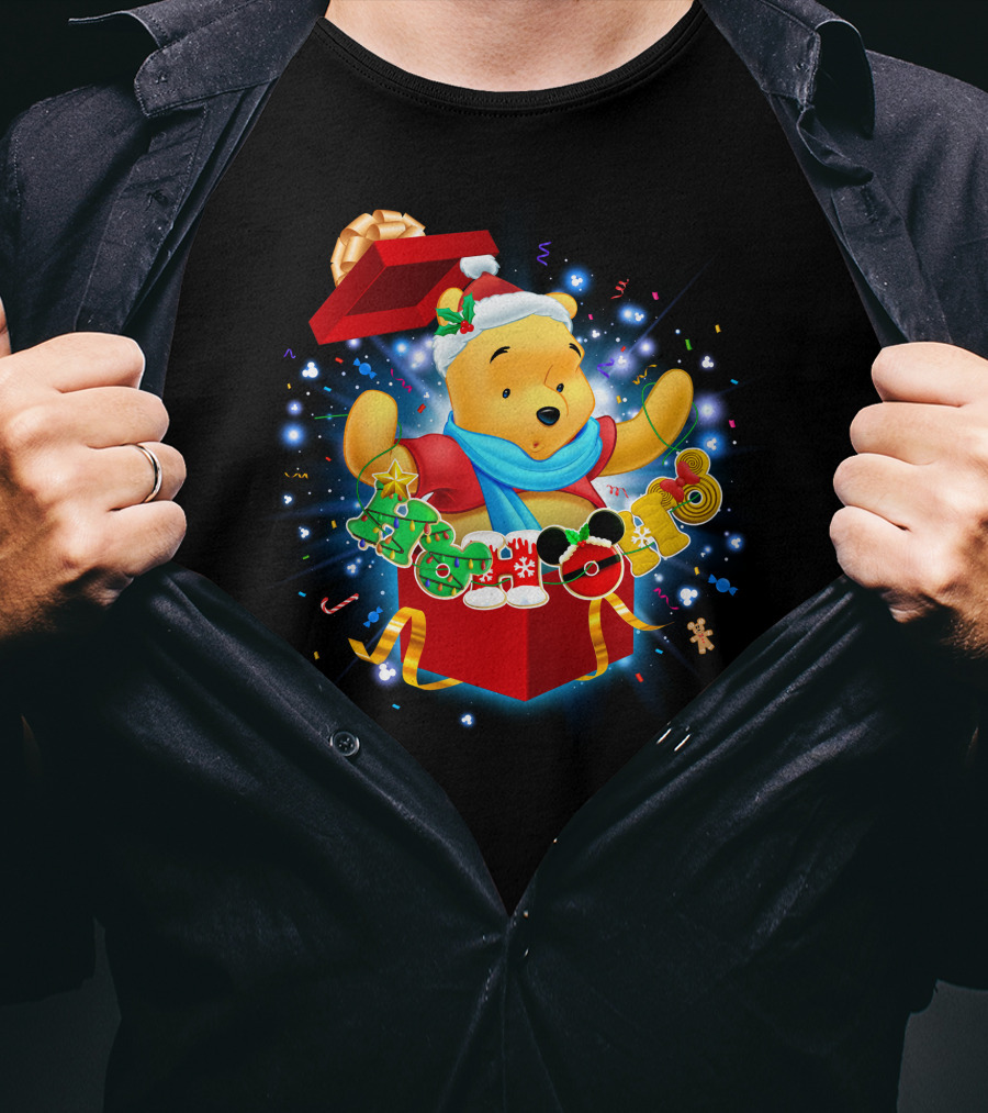Winnie The Pooh Christmas Gift Box Holiday Cheer T-Shirt