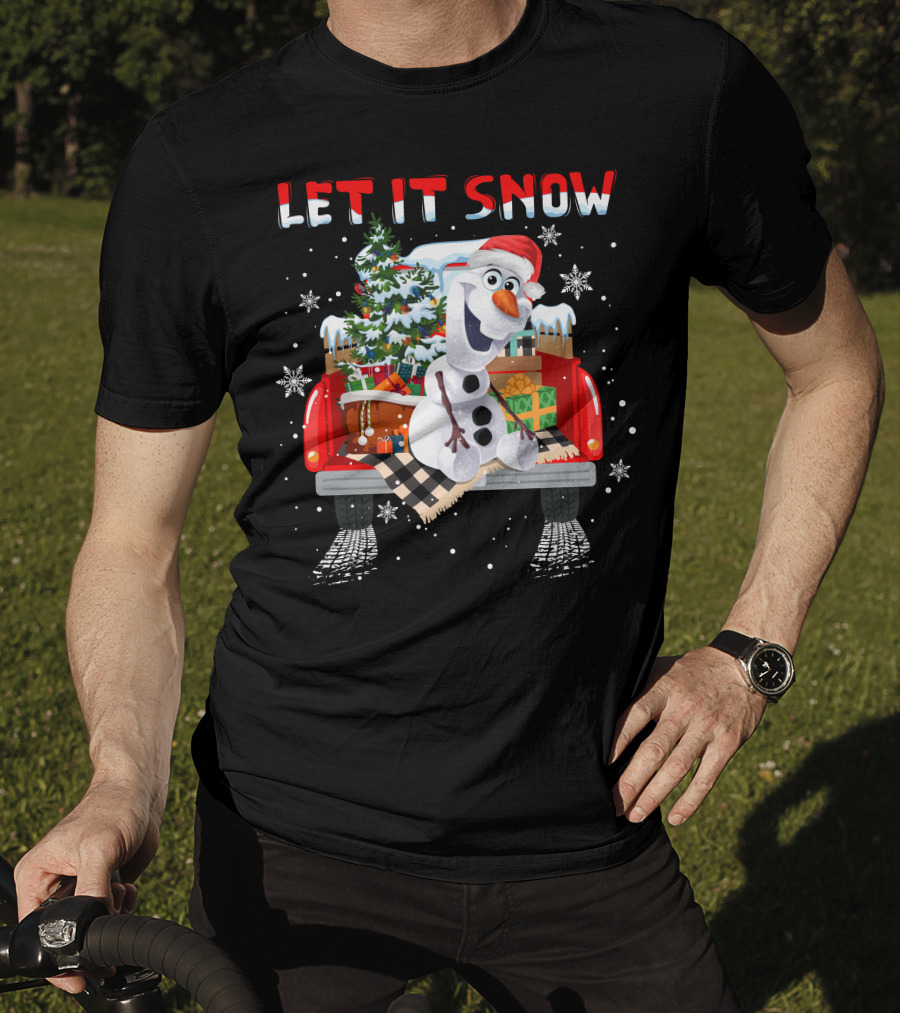 Let It Snow Olaf Christmas Truck Snowflakes Presents T-Shirt