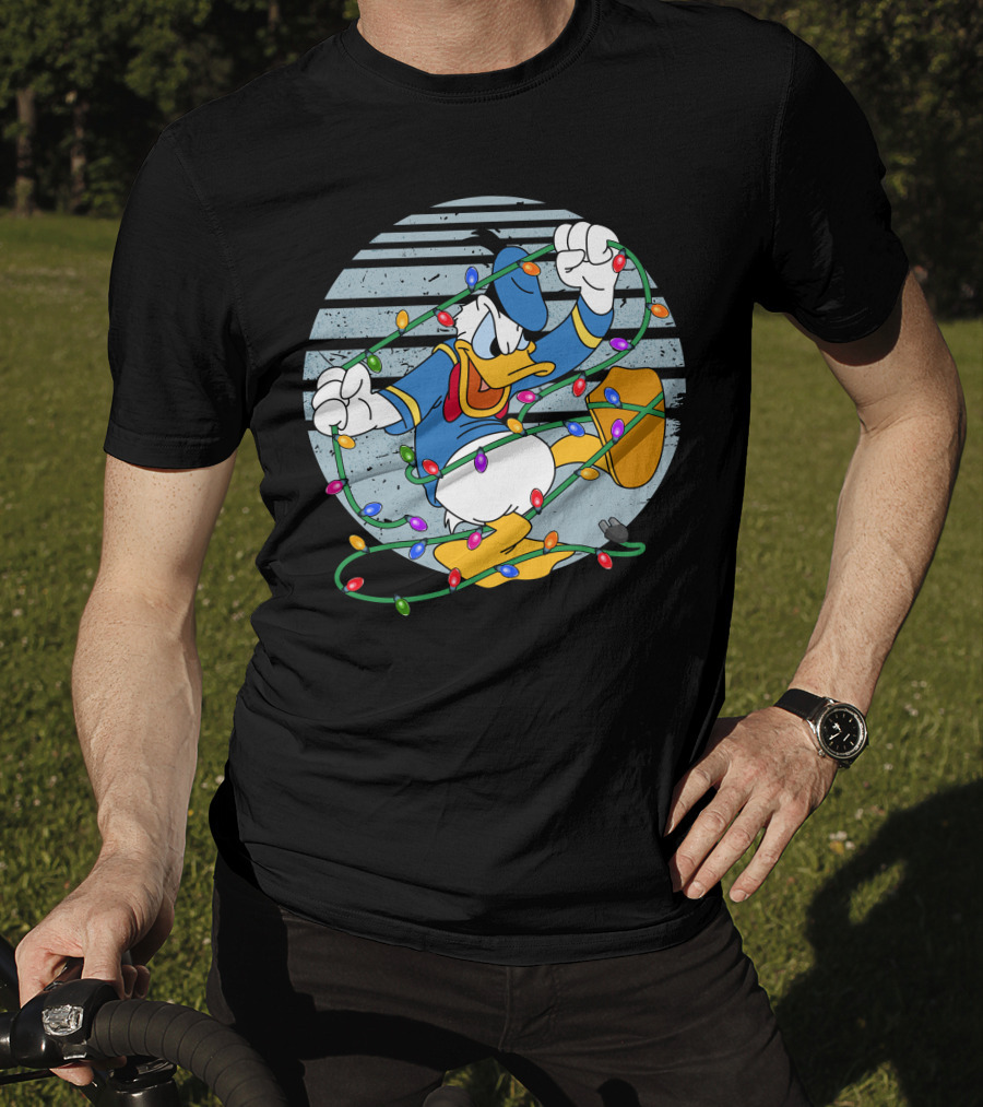 Donald Duck Wrapped In Christmas Lights T-Shirt