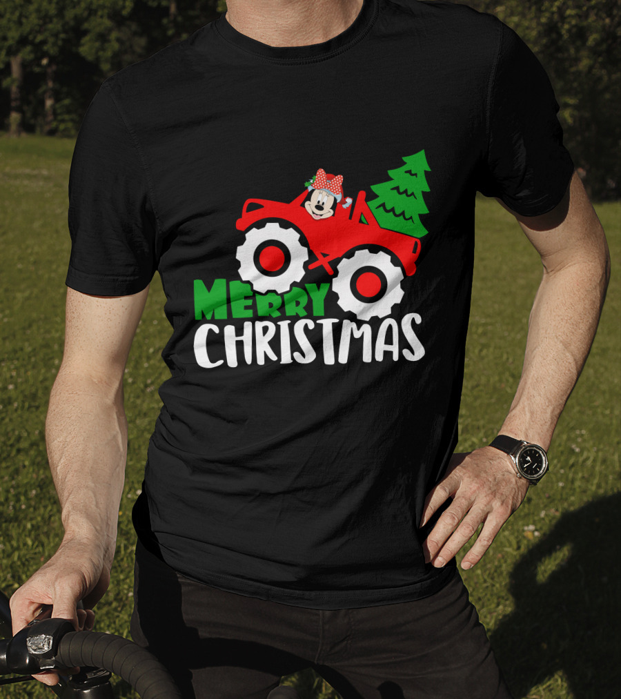Minnie Merry Christmas Red Truck Tree T-Shirt