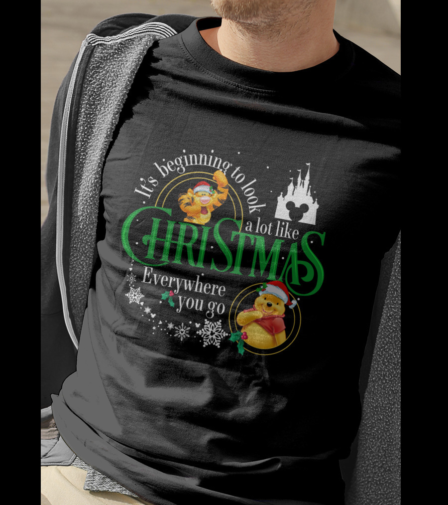 It's Beginning To Look A Lot Like Christmas Everywhere You Go Pooh And Tigger T-Shirt
