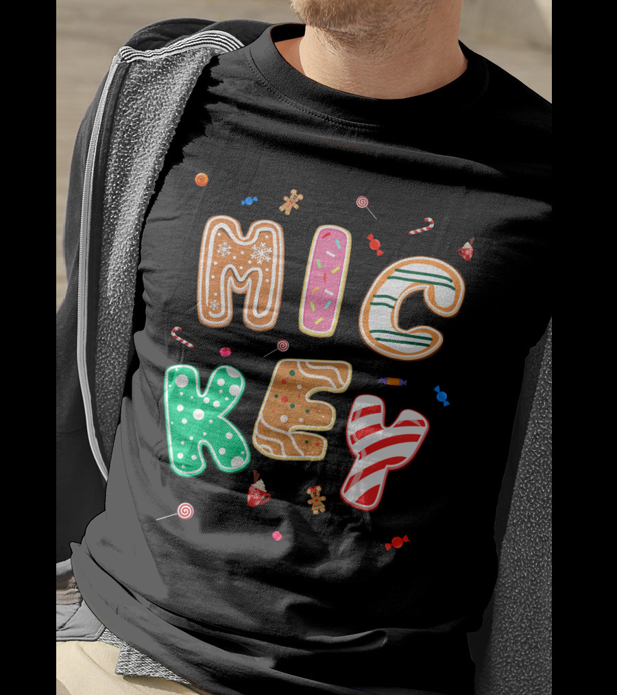 Mickey Gingerbread Candy Cane Christmas Cookie Theme T-Shirt