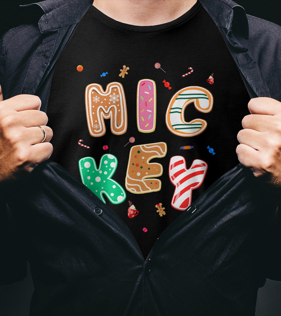 Mickey Gingerbread Candy Cane Christmas Cookie Theme T-Shirt