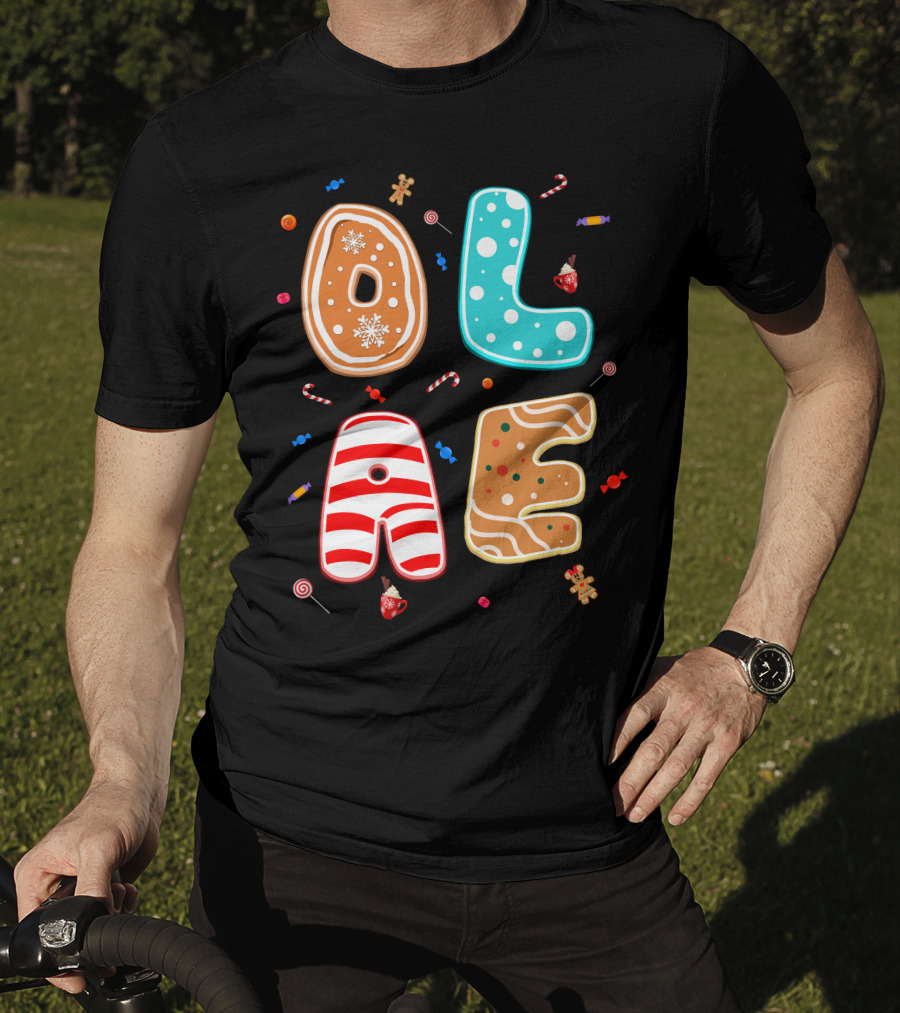 Olaf Gingerbread Candy Christmas Letters T-Shirt