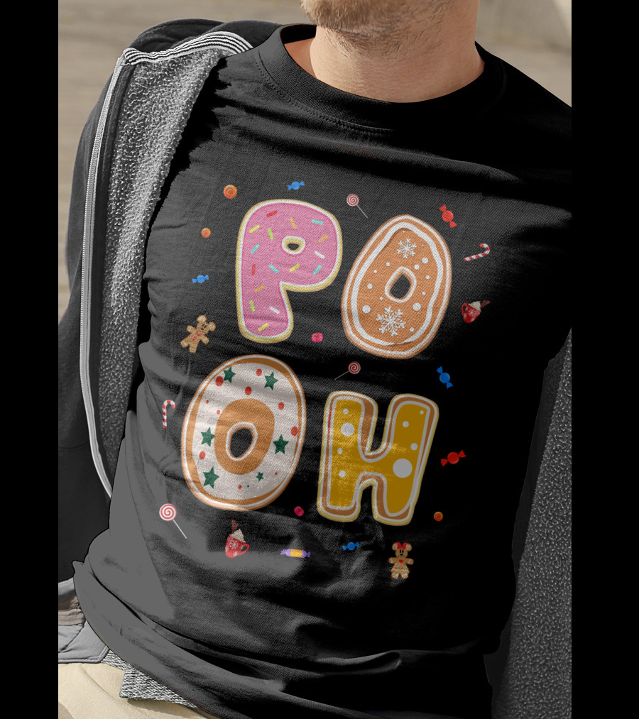 Pooh Christmas Gingerbread Candy Cane Cookies T-Shirt