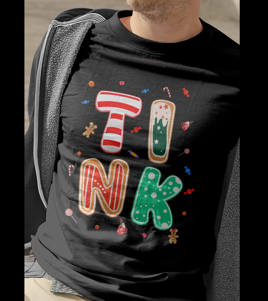 Tink Christmas Candy Gingerbread Holiday Letters T-Shirt
