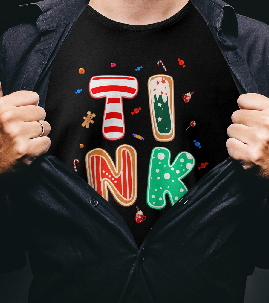 Tink Christmas Candy Gingerbread Holiday Letters T-Shirt