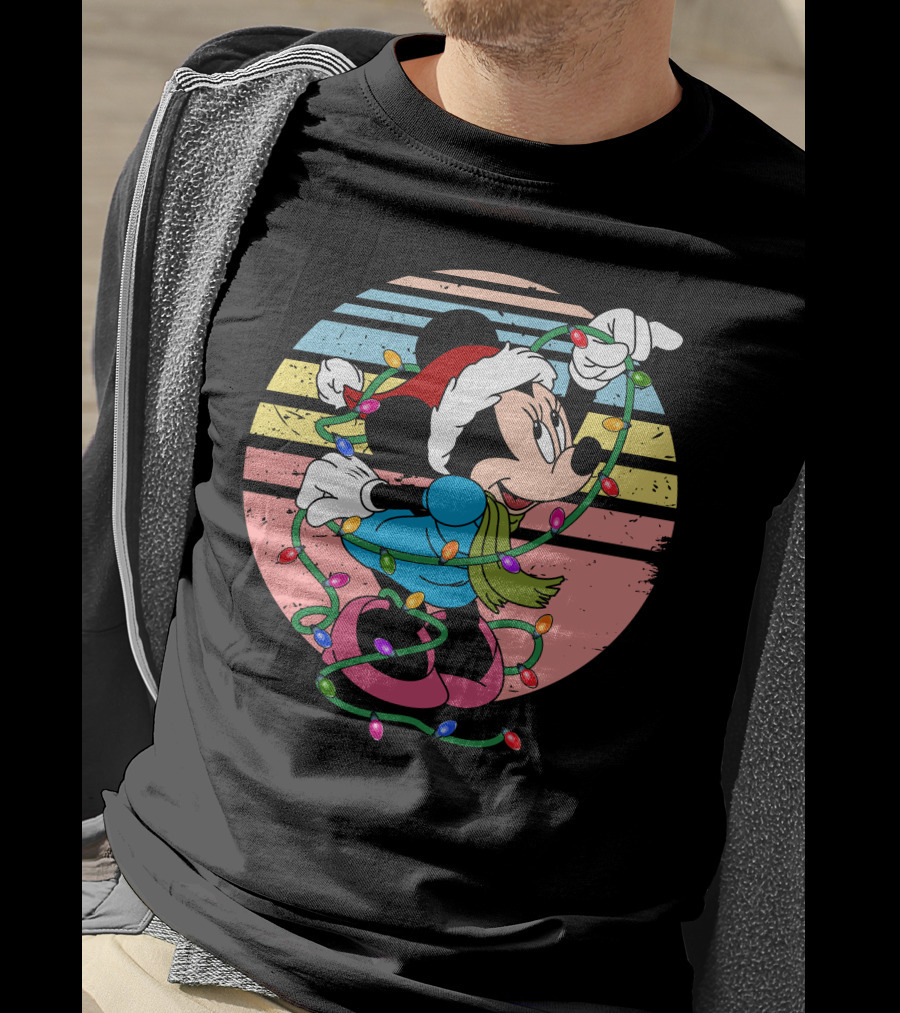 Retro Minnie Mouse Christmas Lights Holiday Season T-Shirt