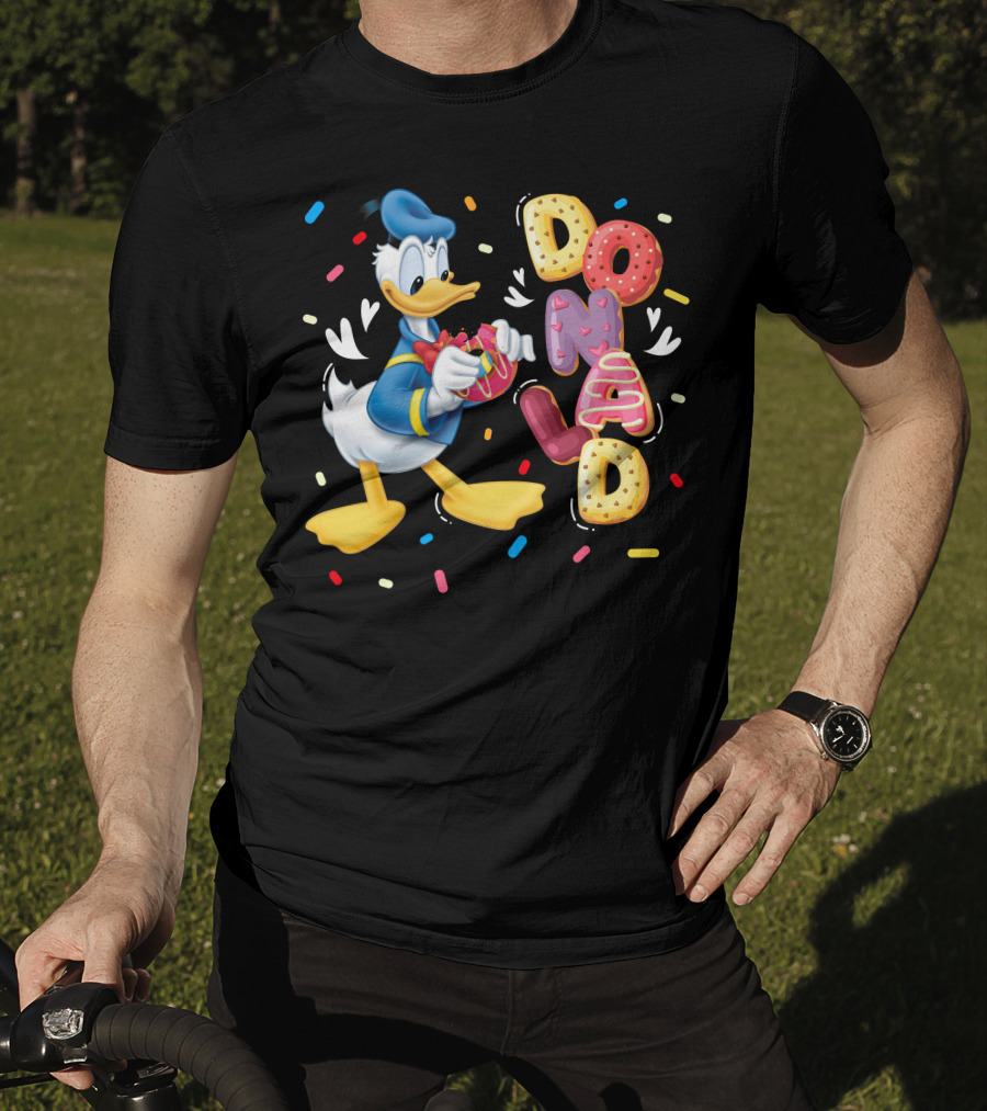 Donald Duck With Colorful Donut Letters And Sprinkles T-Shirt