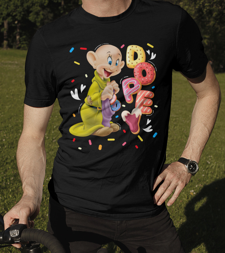 Dopey Disney Character With Colorful Donut Sprinkle Letters T-Shirt