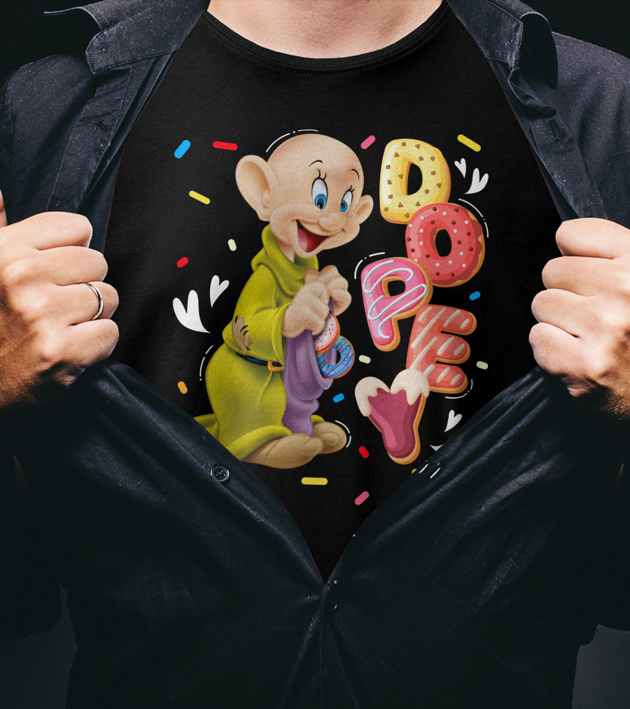 Dopey Disney Character With Colorful Donut Sprinkle Letters T-Shirt