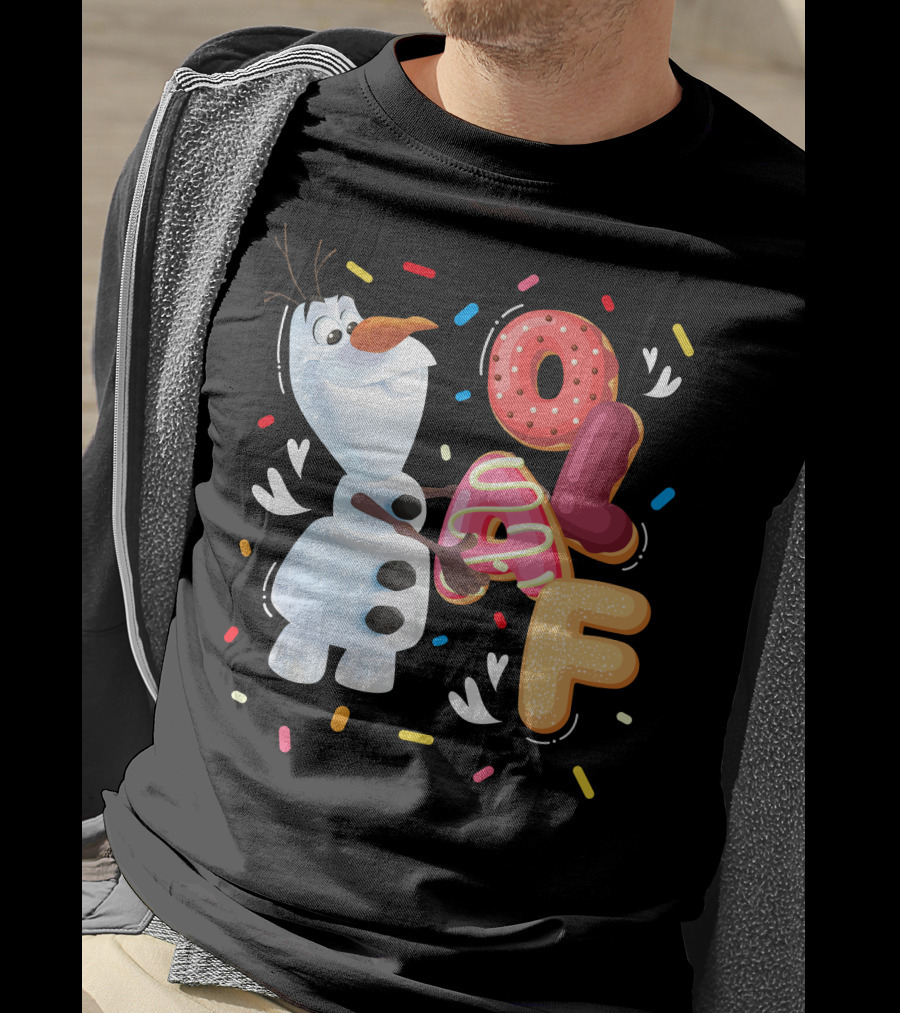 Olaf Doughnut Letters With Colorful Sprinkles Snowman T-Shirt