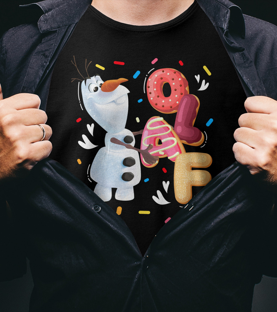 Olaf Doughnut Letters With Colorful Sprinkles Snowman T-Shirt