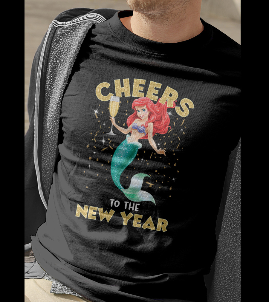 Cheers To The New Year Champagne Mermaid Celebration T-Shirt