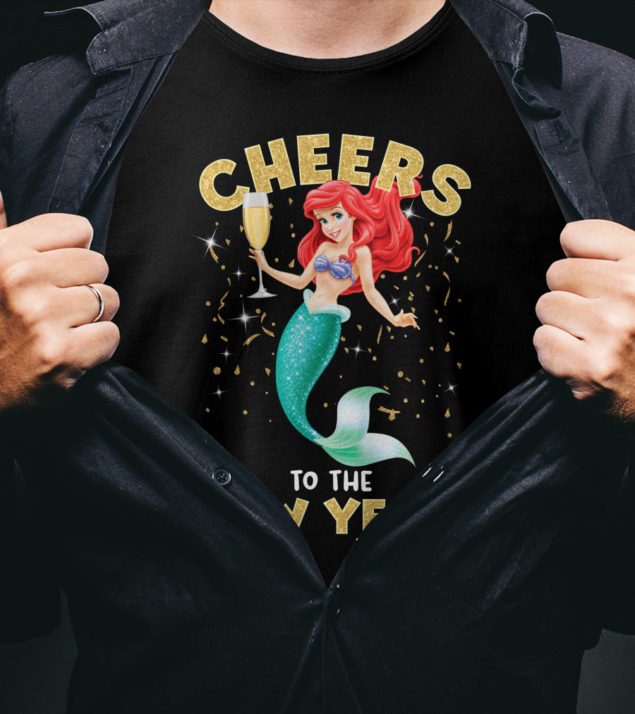 Cheers To The New Year Champagne Mermaid Celebration T-Shirt