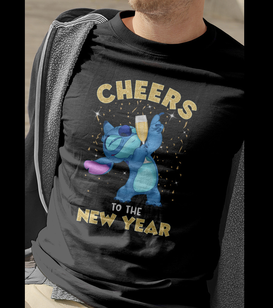 Cheers To The New Year Stitch Champagne Celebration T-Shirt