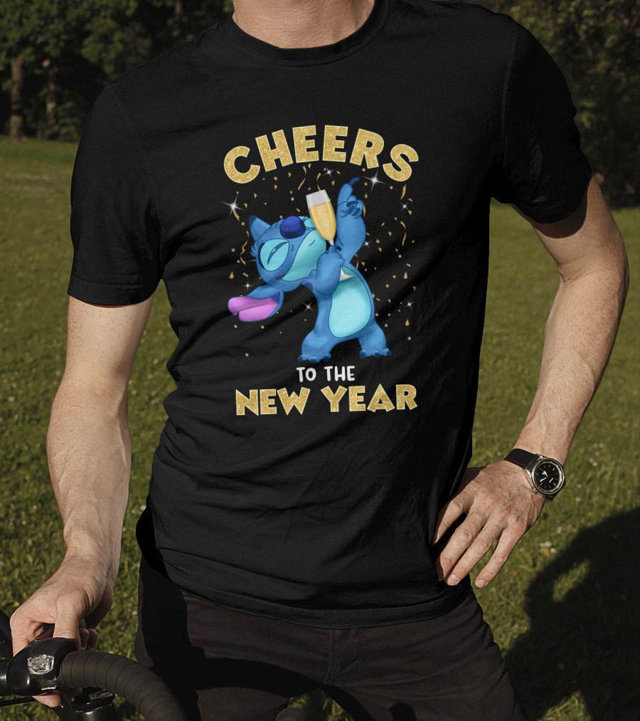 Cheers To The New Year Stitch Champagne Celebration T-Shirt