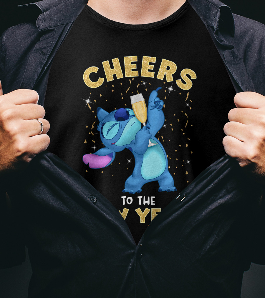 Cheers To The New Year Stitch Champagne Celebration T-Shirt