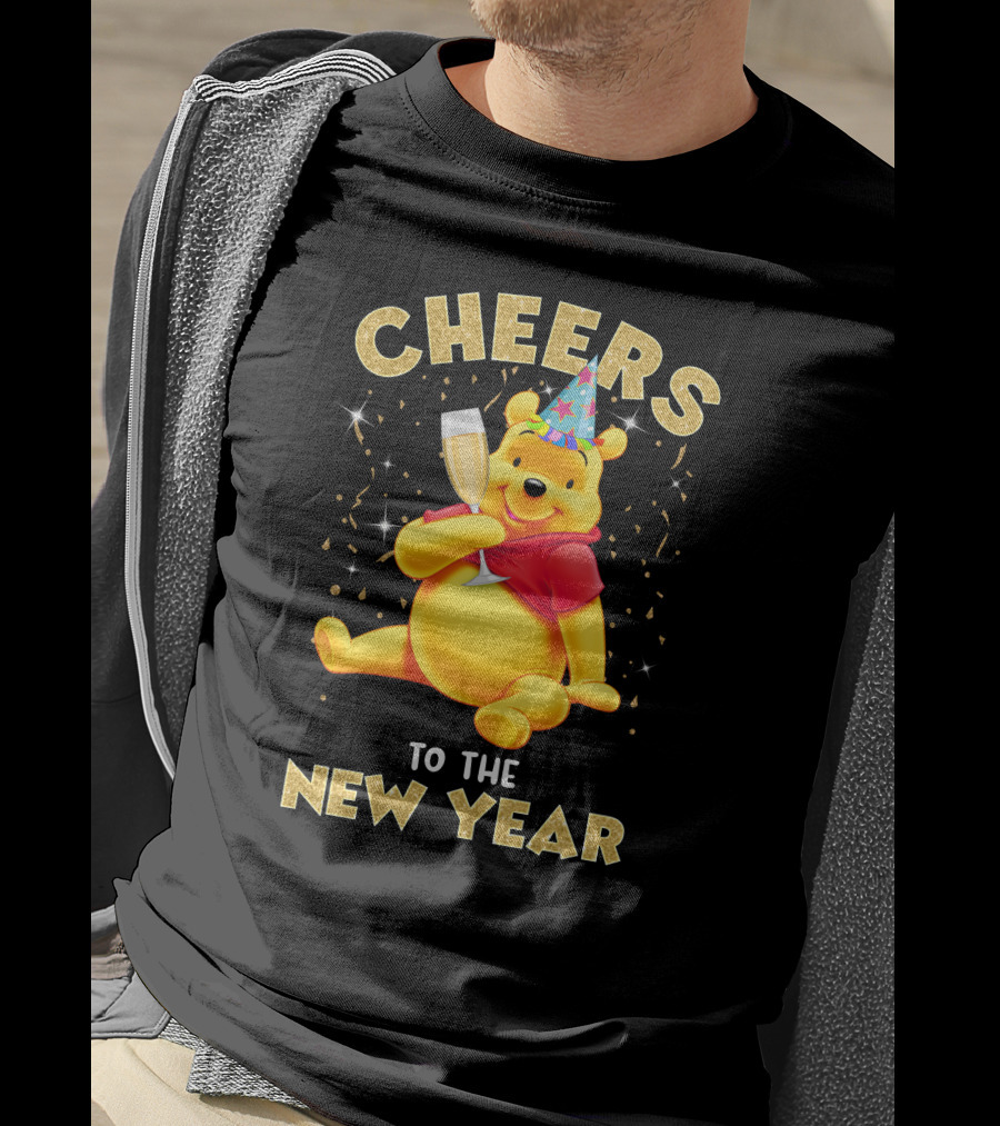 Cheers To The New Year Pooh Party Hat Champagne Celebration T-Shirt