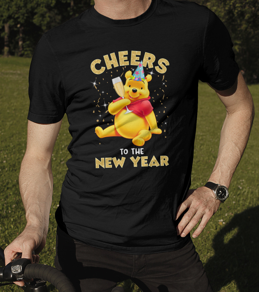 Cheers To The New Year Pooh Party Hat Champagne Celebration T-Shirt