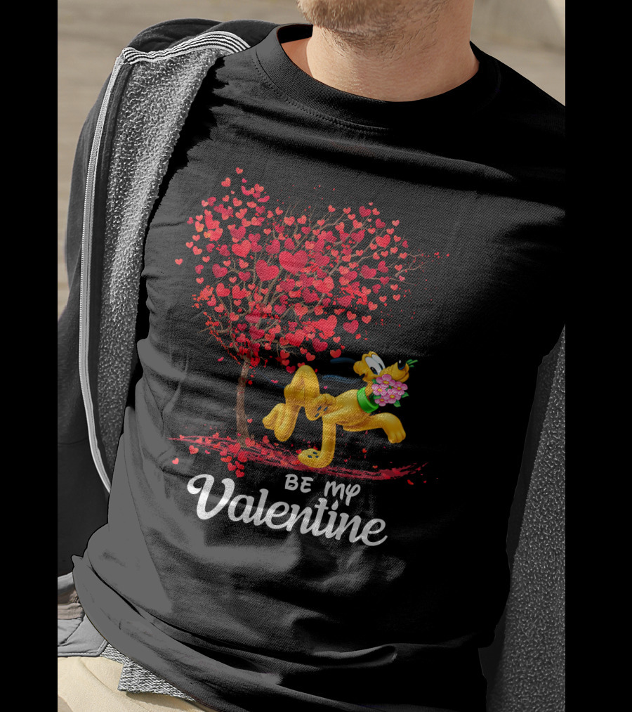 Pluto Be My Valentine Heart Tree Flowers T-Shirt