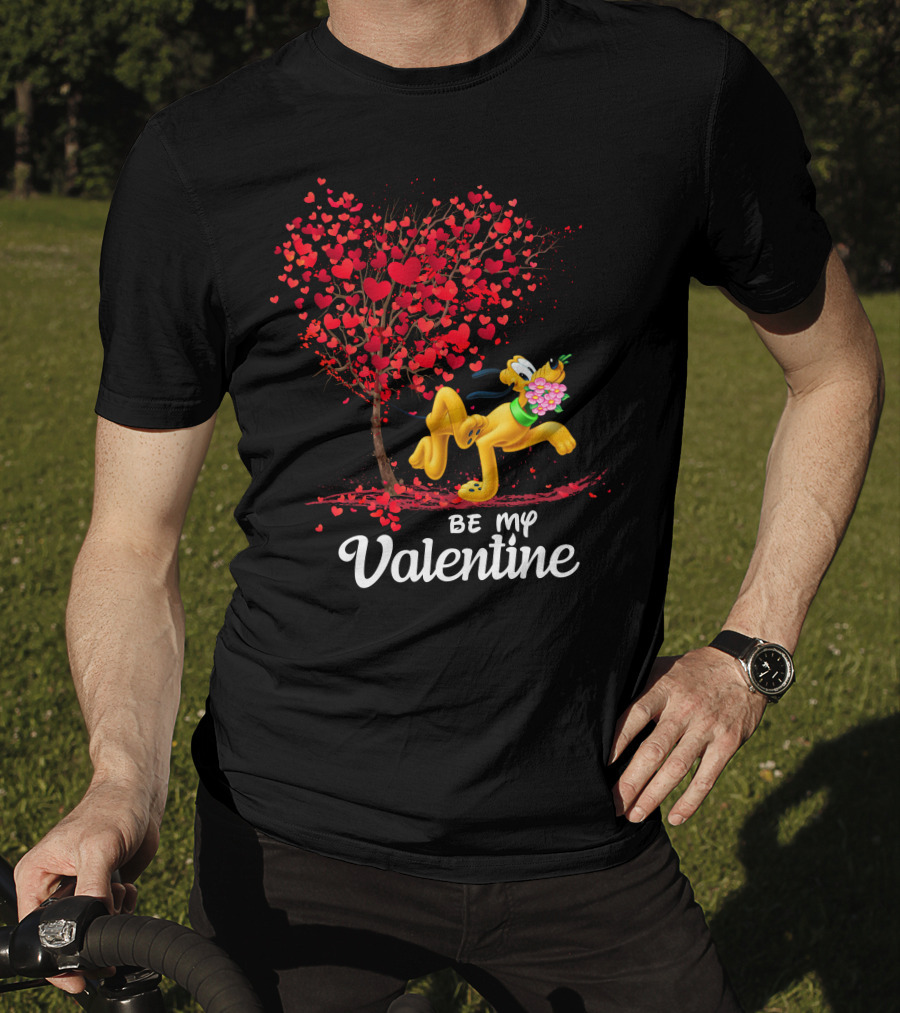 Pluto Be My Valentine Heart Tree Flowers T-Shirt