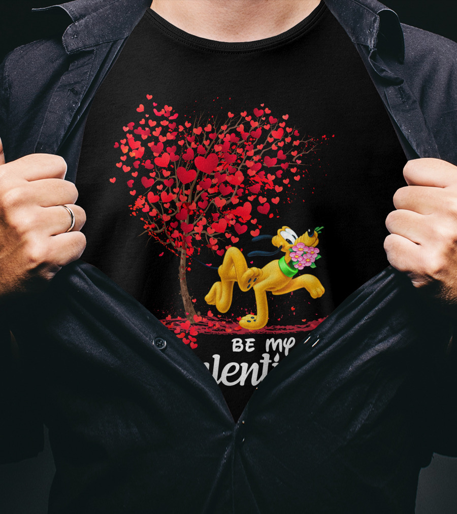 Pluto Be My Valentine Heart Tree Flowers T-Shirt