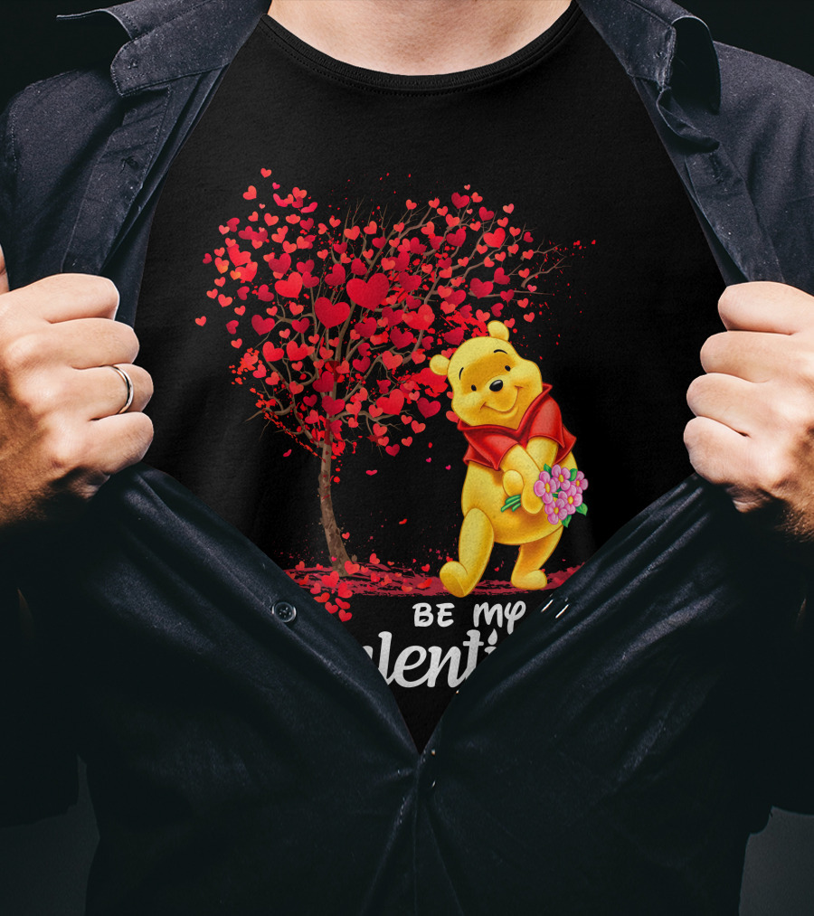 Winnie The Pooh Be My Valentine With Heart Tree And Bouquet T-Shirt