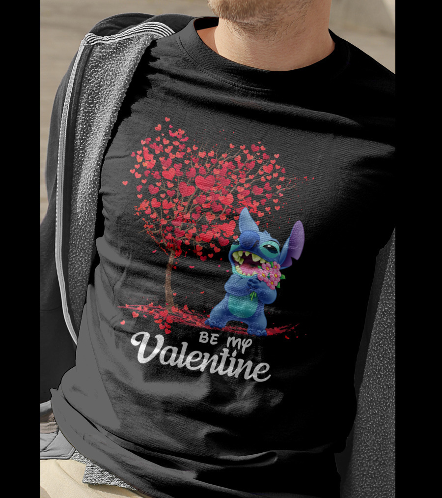 Lilo And Stitch Be My Valentine Heart Tree T-Shirt