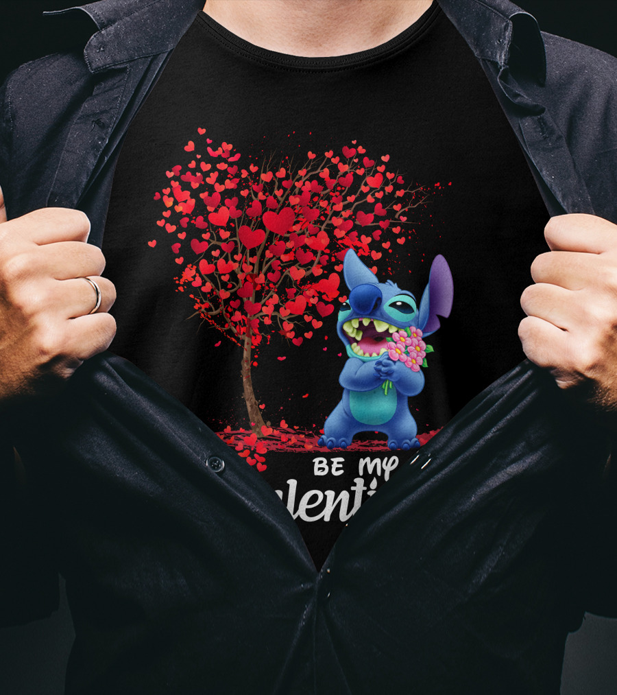 Lilo And Stitch Be My Valentine Heart Tree T-Shirt