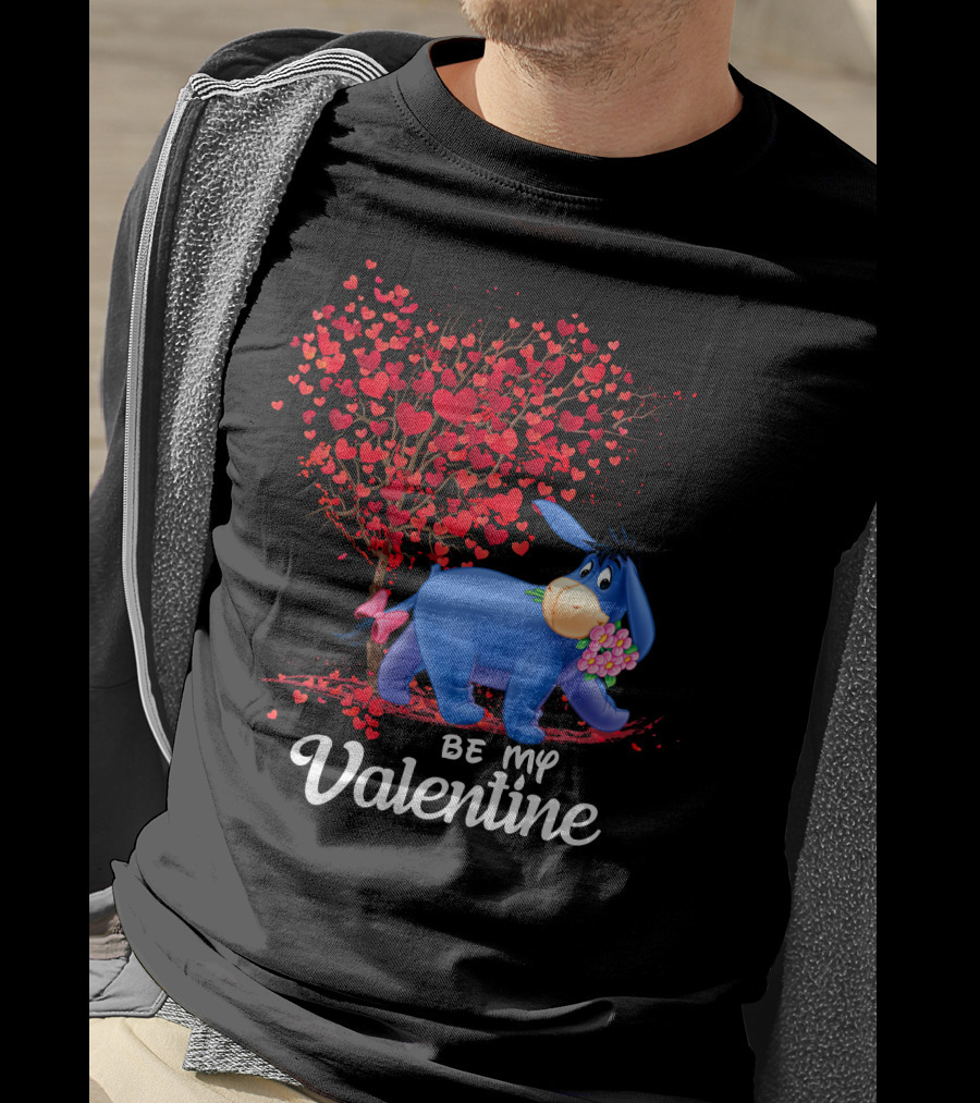 Be My Valentine Eeyore Heart Tree Flowers T-Shirt
