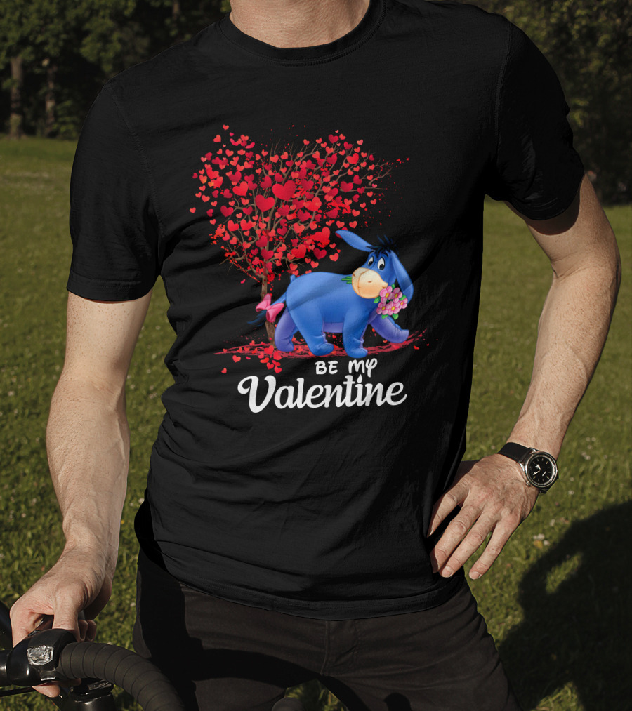 Be My Valentine Eeyore Heart Tree Flowers T-Shirt