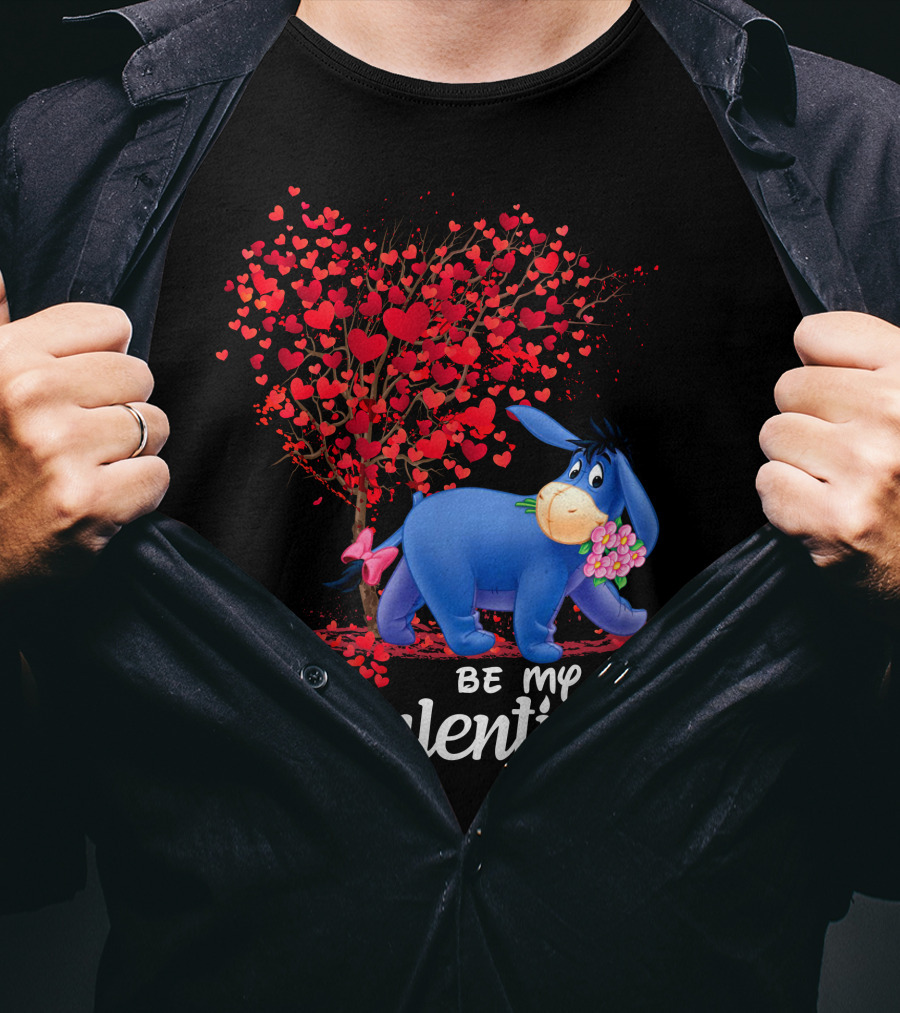 Be My Valentine Eeyore Heart Tree Flowers T-Shirt
