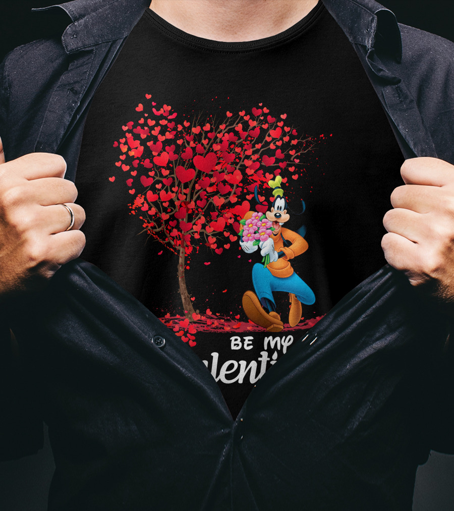 Goofy Be My Valentine With Heart And Tree T-Shirt