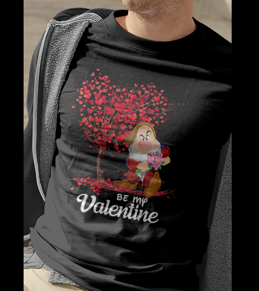 Grumpy Holding Flowers Be My Valentine With Heart Tree T-Shirt