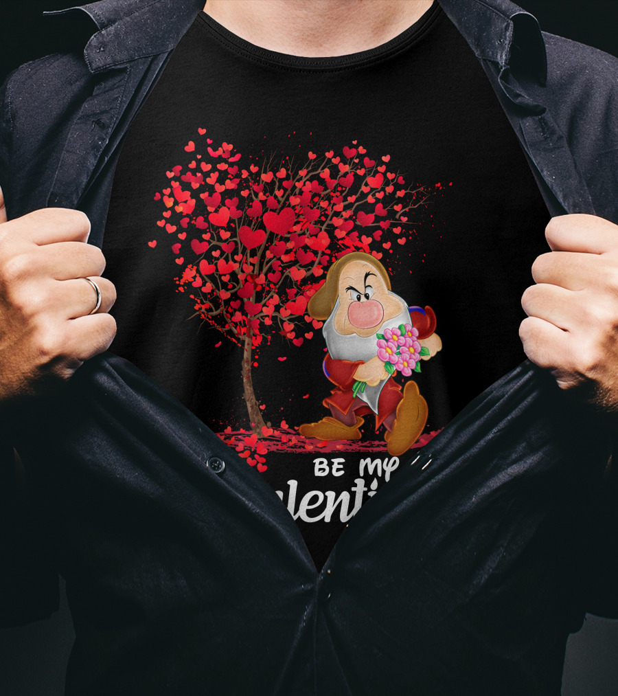 Grumpy Holding Flowers Be My Valentine With Heart Tree T-Shirt