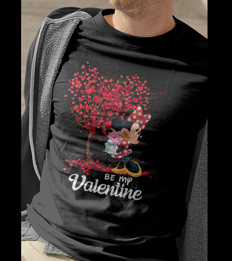 Minnie Be My Valentine Heart Tree With Flowers T-Shirt