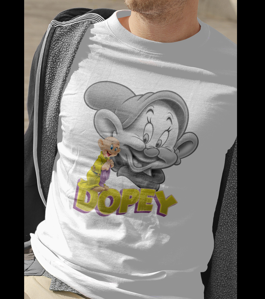 Dopey Disney Character With Cartoon Classic Style T-Shirt