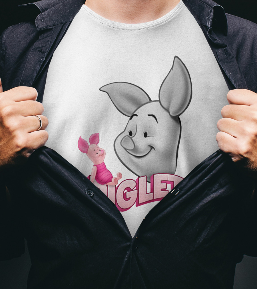 Piglet 3D Cartoon Character Design With Smiling Face And Big Ears T-Shirt