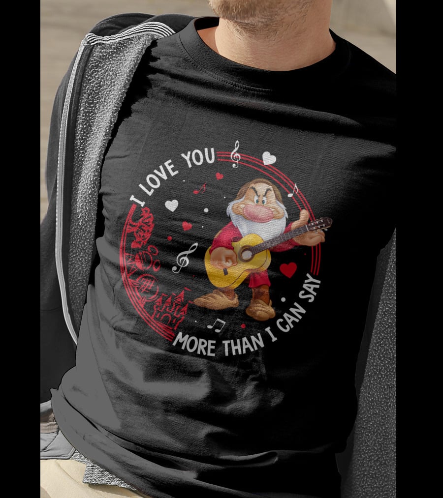 I Love You More Than I Can Say Grumpy Guitar Disney Valentine's Day T-Shirt