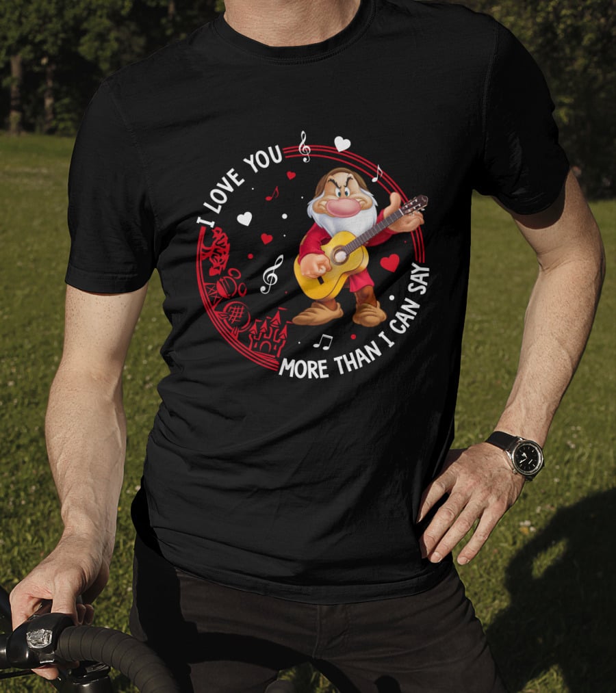 I Love You More Than I Can Say Grumpy Guitar Disney Valentine's Day T-Shirt