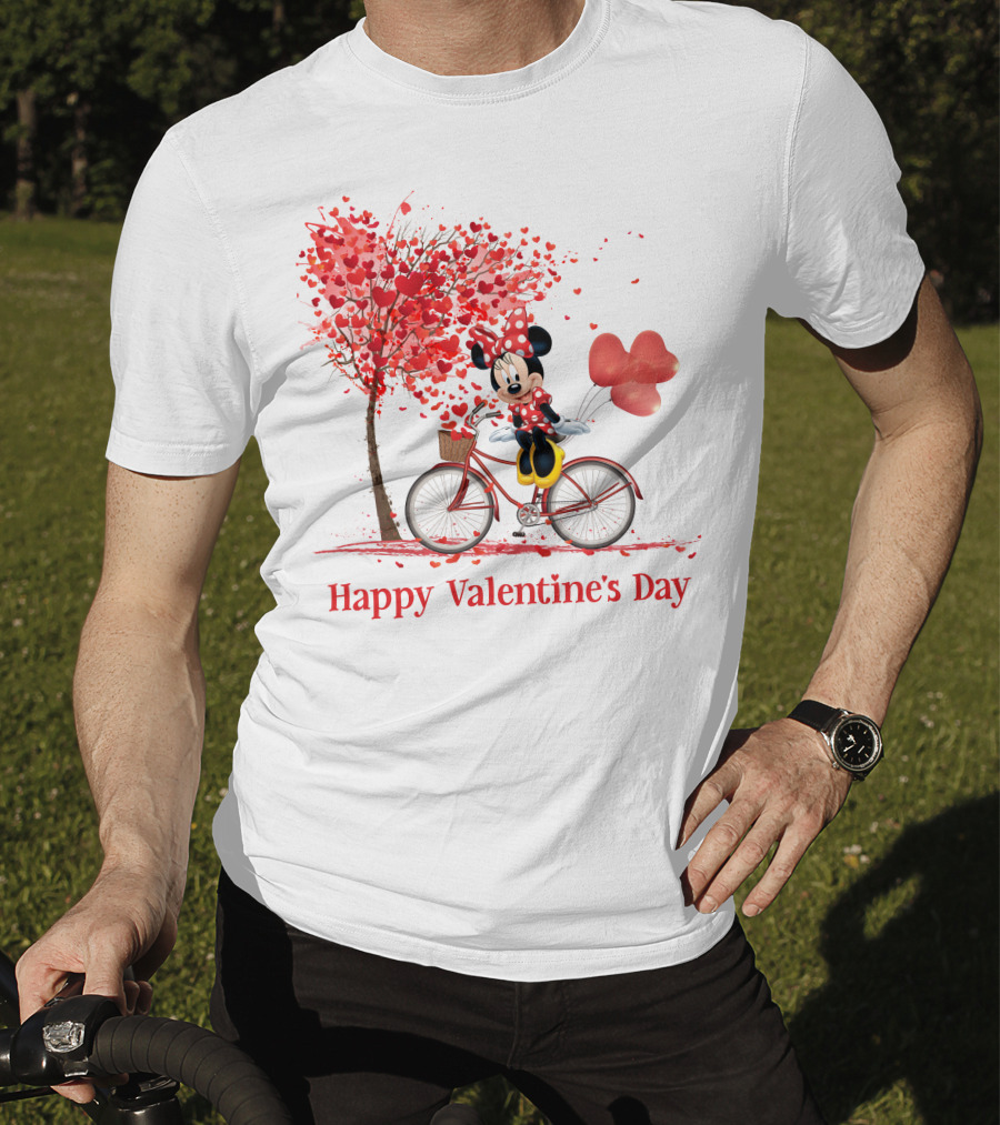 Happy Valentine's Day MN Valentine Bicycle Balloons Hearts Tree T-Shirt