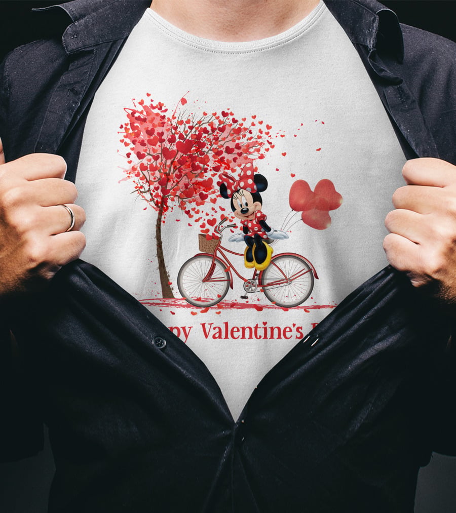 Happy Valentine's Day MN Valentine Bicycle Balloons Hearts Tree T-Shirt