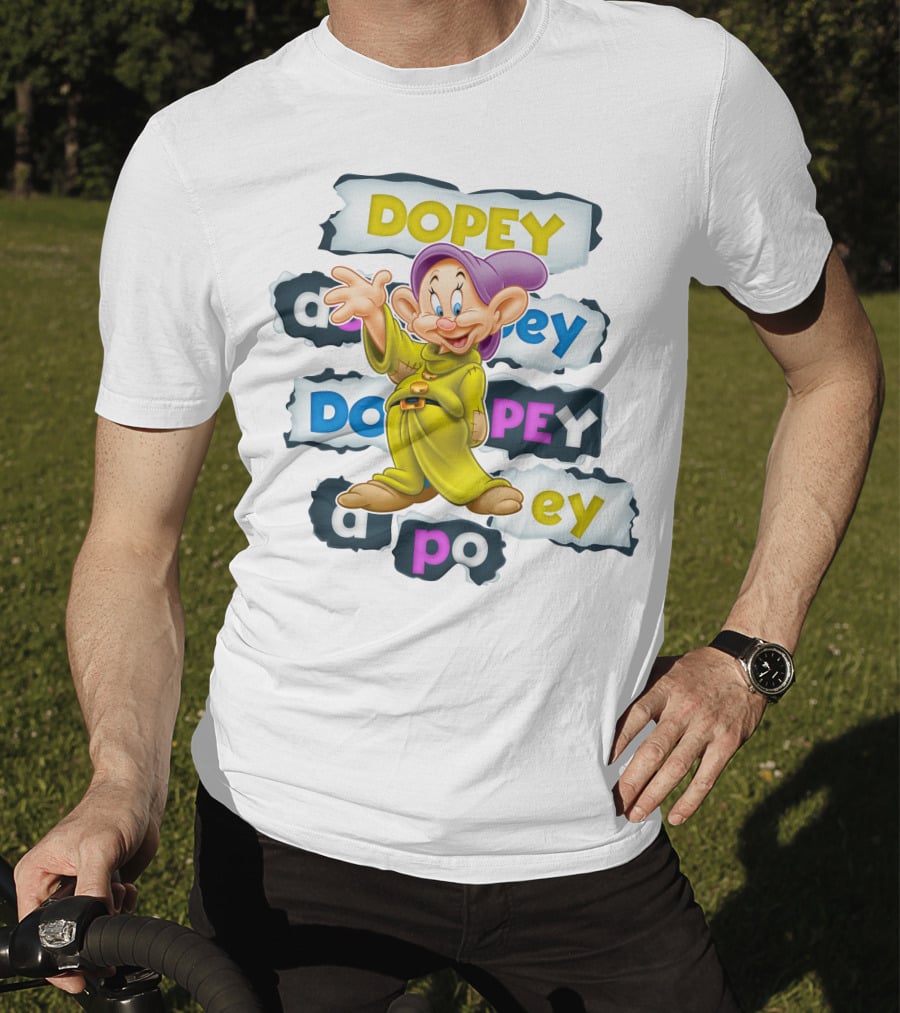 Dopey Iconic Character Playful Design With Text Variations And Classic Outfit T-Shirt