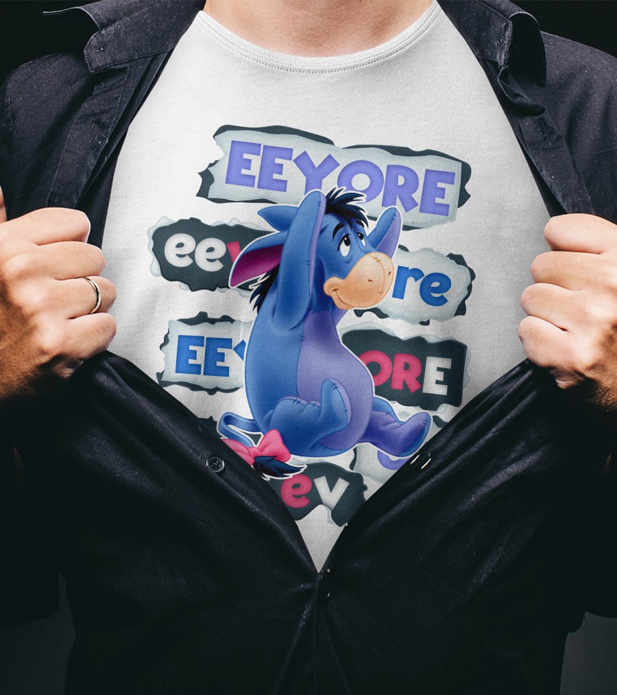 Eeyore Multiple Fonts And Colors Character Collage T-Shirt
