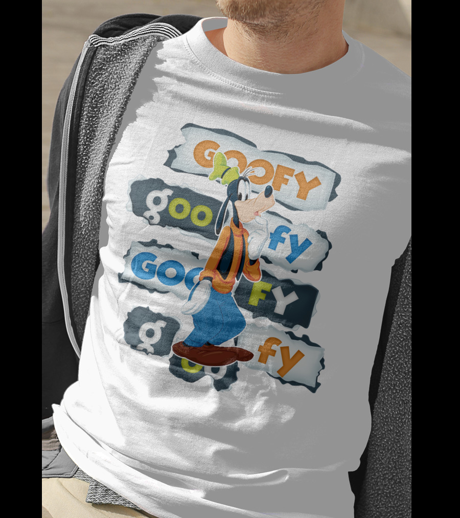 Goofy Disney Character With Multiple Text Styles T-Shirt