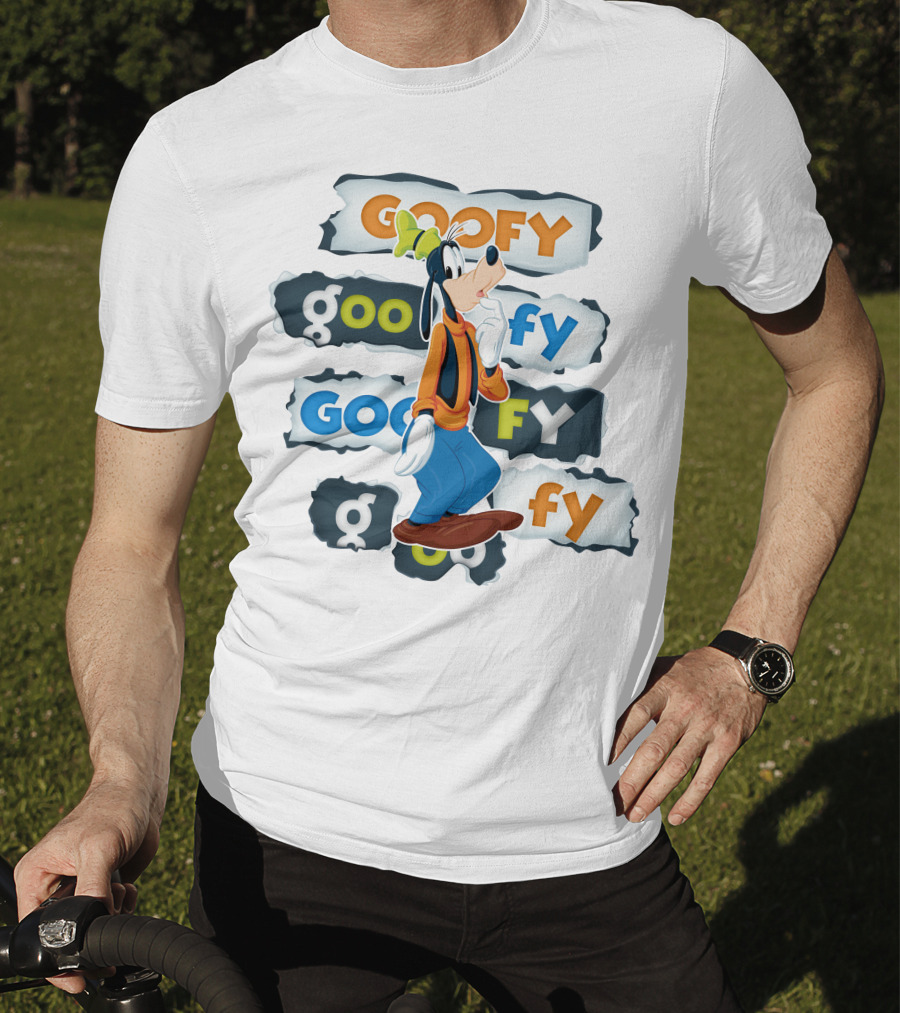 Goofy Disney Character With Multiple Text Styles T-Shirt