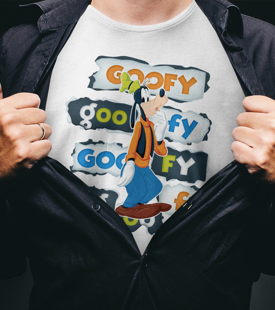 Goofy Disney Character With Multiple Text Styles T-Shirt