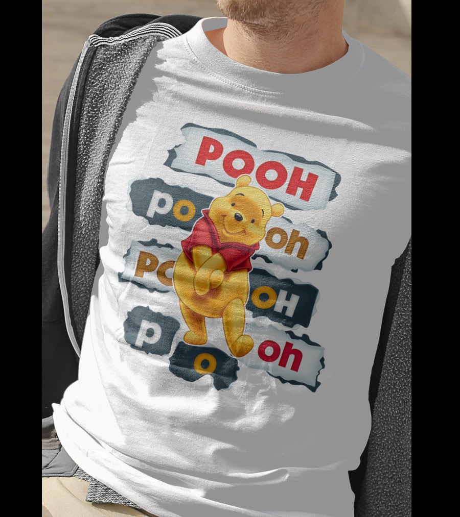 Pooh Winnie The Pooh Sticker Style Jumbo Print T-Shirt